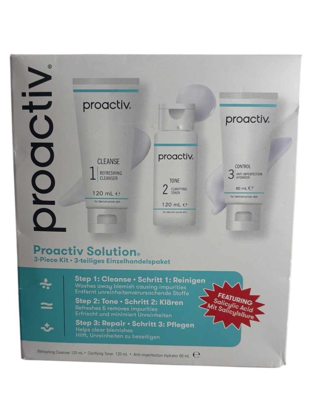 Proactiv Solution 3 Piece Kit Refreshing Cleanser Clarifying Toner and Control